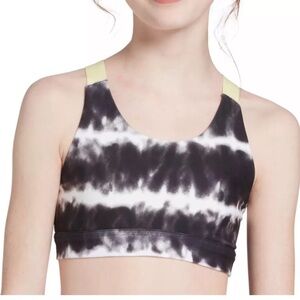 DSG Girls' Printed Core Performance Bra Stripe Dye Black